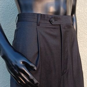 BERNINI MEN'S PLEATED PURE WOOL ZIGNONE SUPER 100'S LUXURY FABRIC TROUSERS